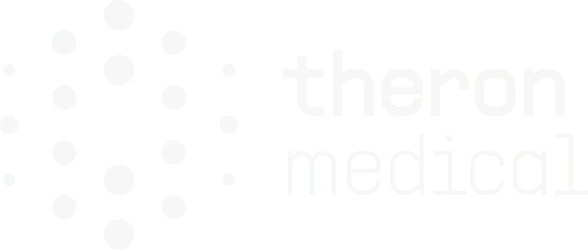 Logo von Theron Medical mit weißen Kreisen, die eine sechseckige Form auf grünem Hintergrund bilden.